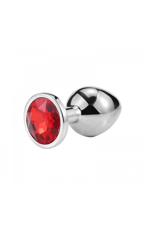 Metal Anal Plug Red Rhinestone - Medium