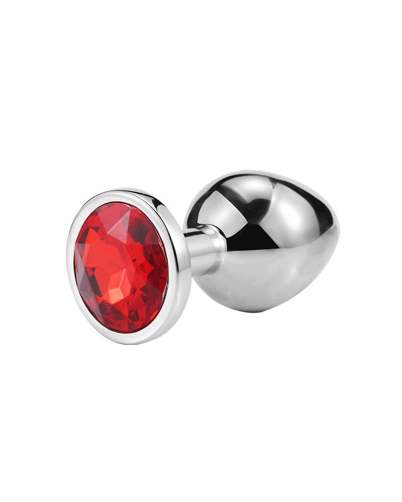 Metal Anal Plug Red Rhinestone - Medium