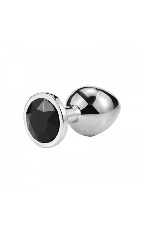 Metal Anal Plug Black Rhinestone- Medium