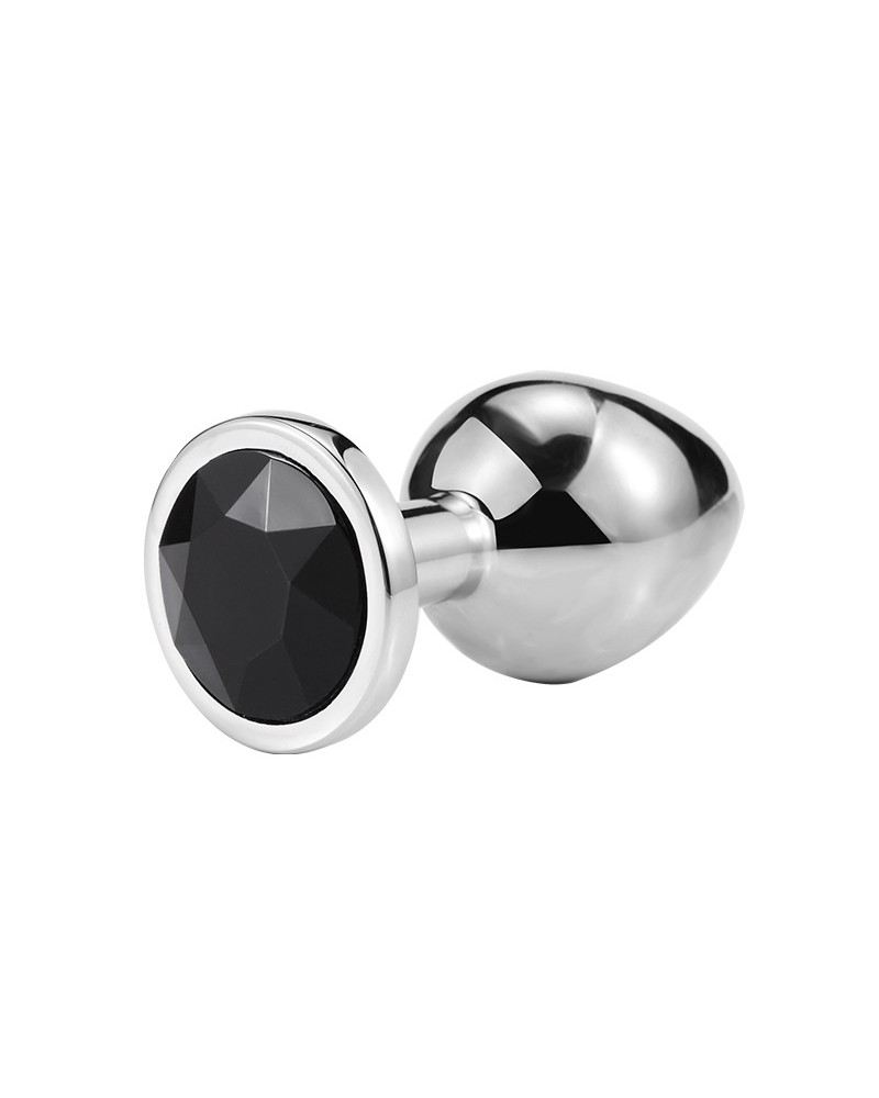 Metal Anal Plug Black Rhinestone- Small