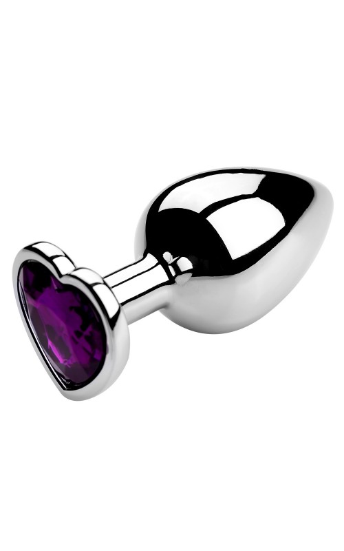 Heart Anal Plug Purple Rhinestone - Small
