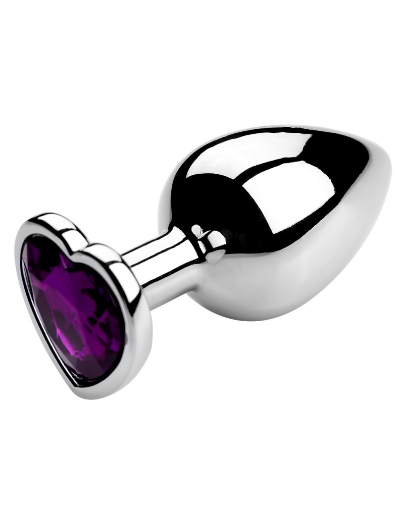 Heart Anal Plug Purple Rhinestone - Small