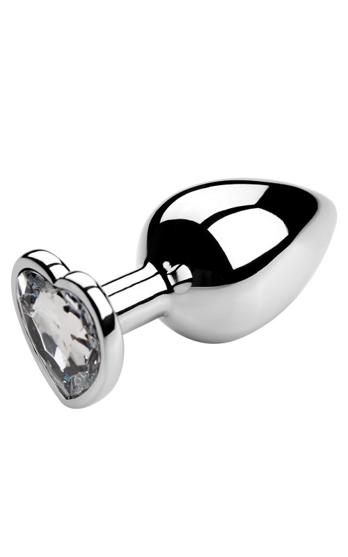 Heart Anal Plug Silver Rhinestone - Small