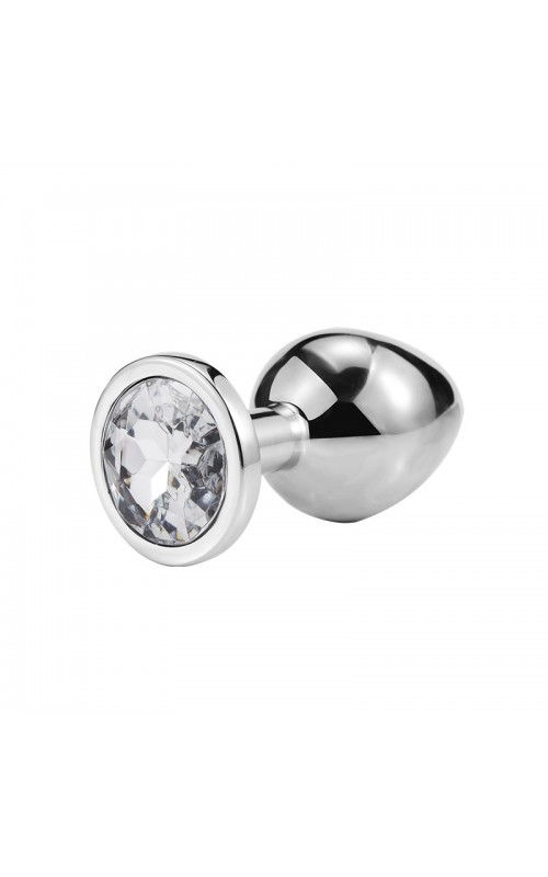 Metal Anal Plug Silver Rhinestone- Large