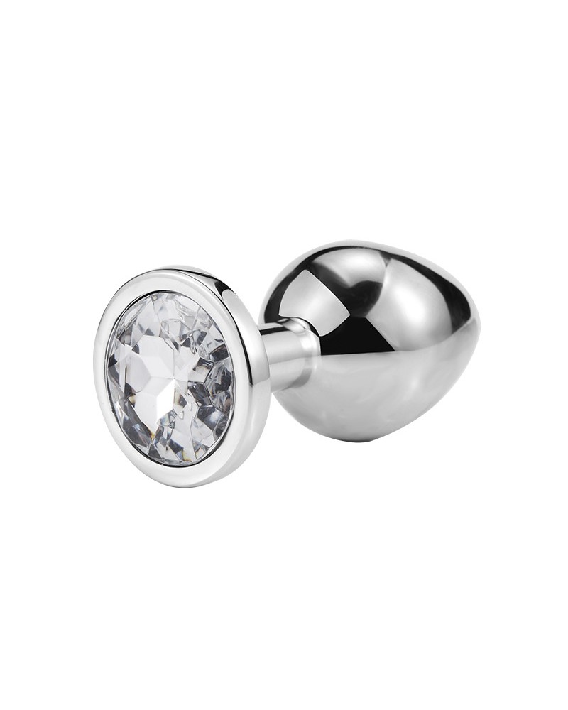 Metal Anal Plug Silver Rhinestone- Small