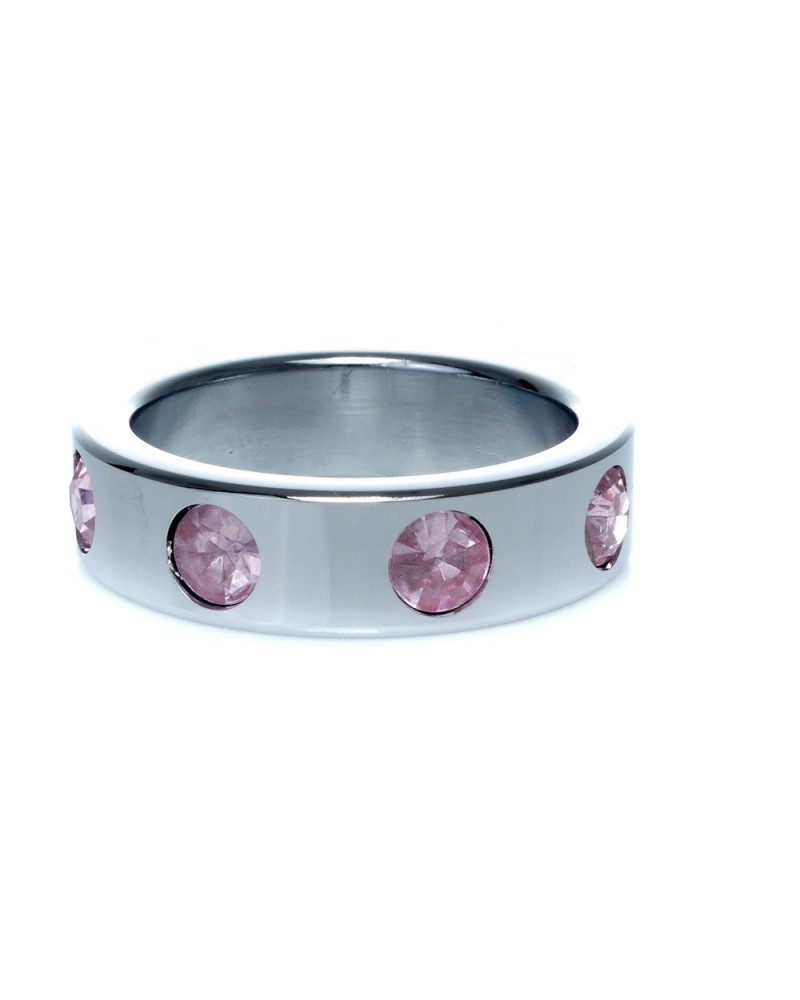 Metal Cock Ring with Rose Diamonds Large