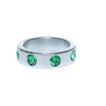 Metal Cock Ring with Green Diamonds Large