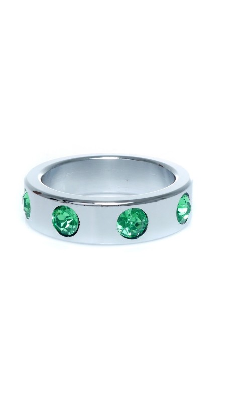 Metal Cock Ring with Green Diamonds Large