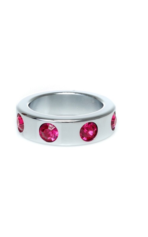 Metal Cock Ring with Pink Diamonds Medium