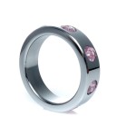 Metal Cock Ring with Rose Diamonds Large