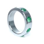 Metal Cock Ring with Green Diamonds Large