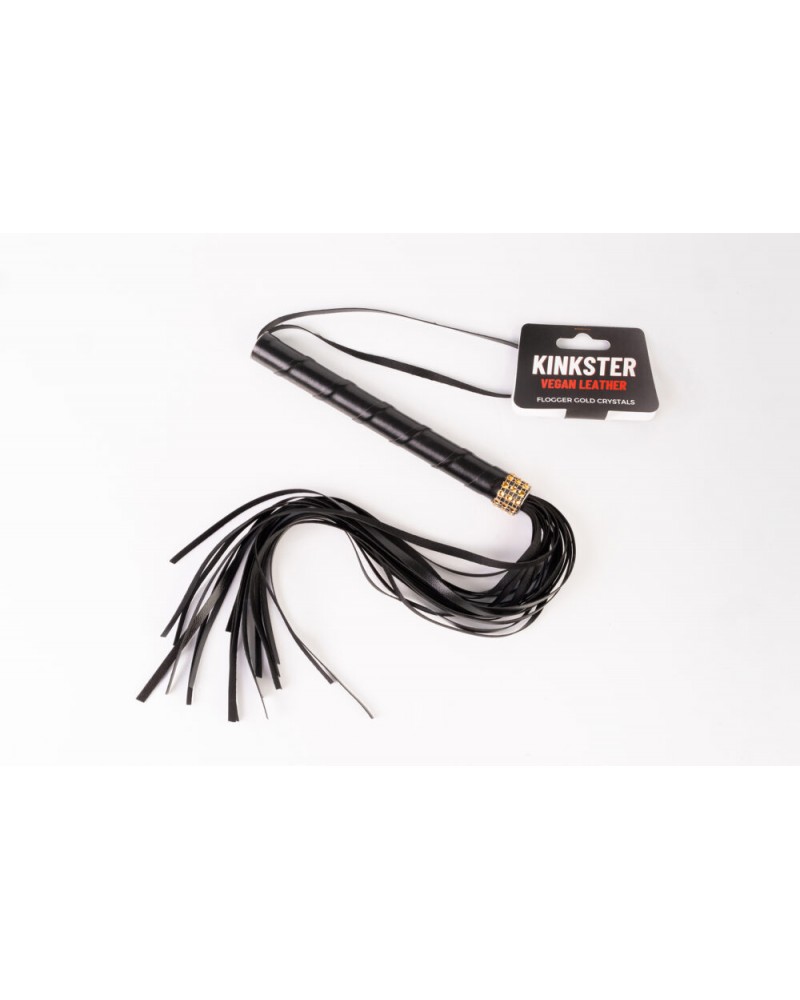 Kinkster – Vegan Leather – Handmade – Flogger gold crystals