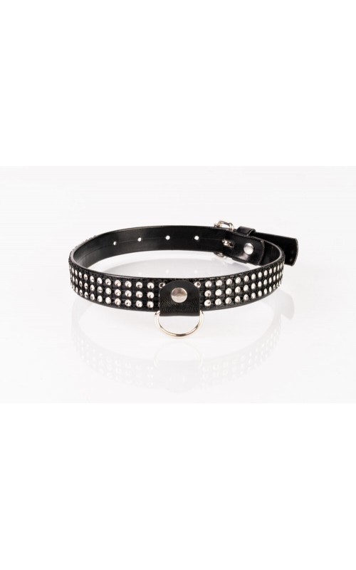 Kinkster – Vegan Leather – Handmade – Collar 2 silver crystals