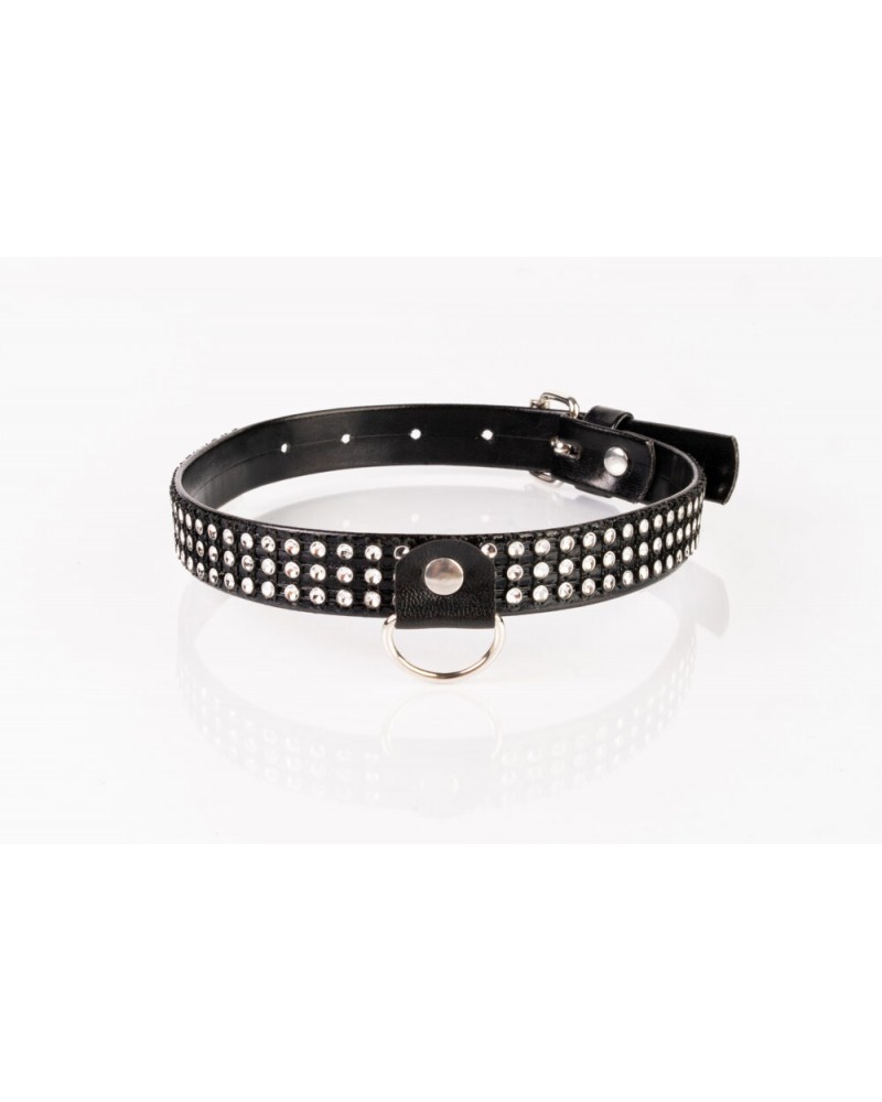 Kinkster – Vegan Leather – Handmade – Collar 2 silver crystals