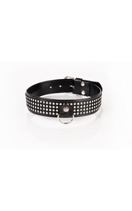 Kinkster – Vegan Leather – Handmade – Collar 3 silver crystals