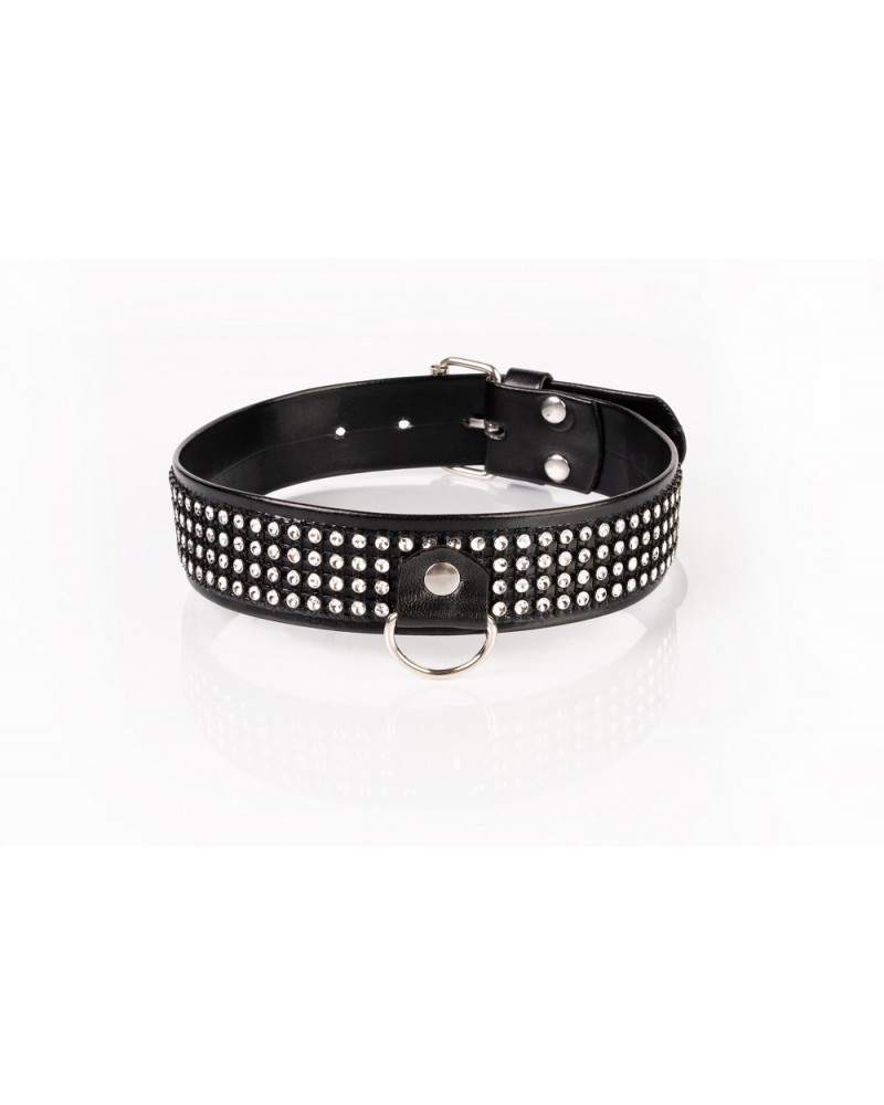 Kinkster – Vegan Leather – Handmade – Collar 3 silver crystals
