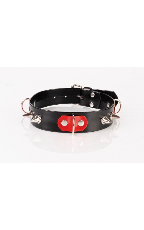 Kinkster – Vegan Leather – Handmade – Collar 3 spikes black