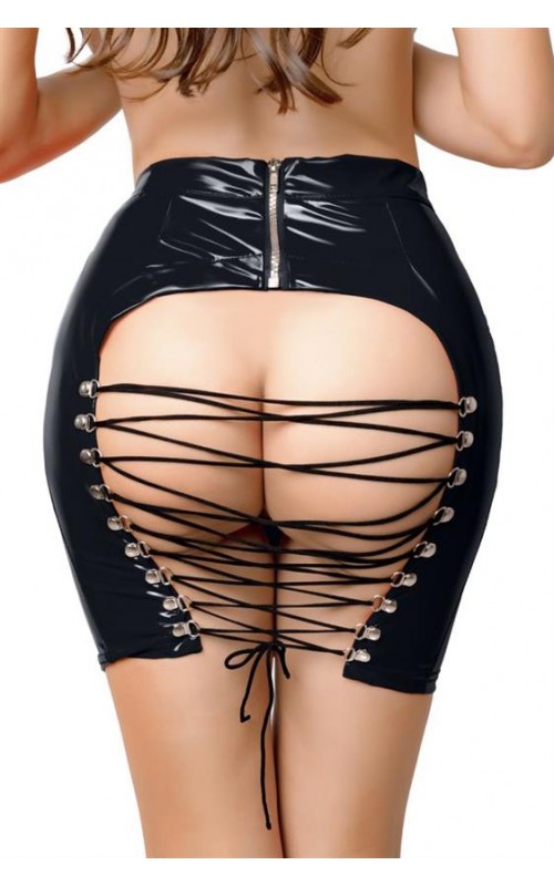 Glossy Wetlook skirt Leanne – Black