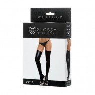 Glossy Shiny Wetlook stockings LOTIS – black
