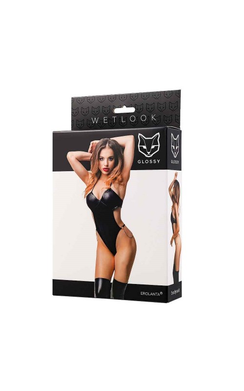 Reina bodysuit wetlook black