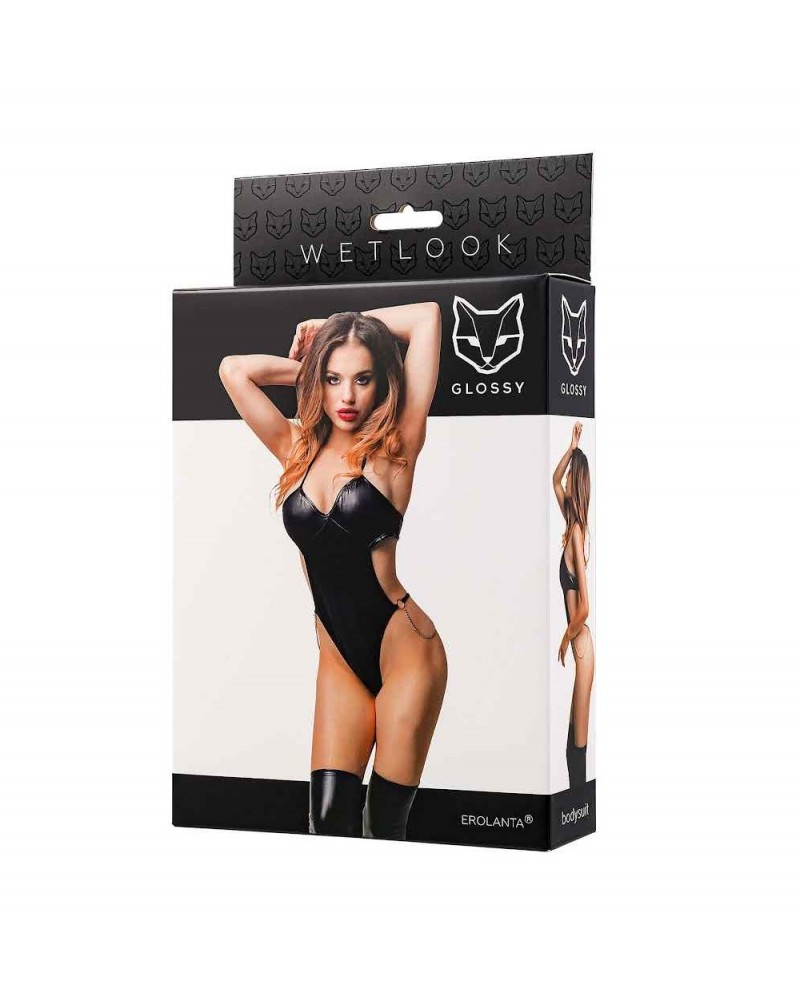 Reina bodysuit wetlook black