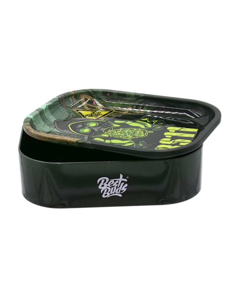 Best Buds Tin Box Rolling Tray with Storage RS11