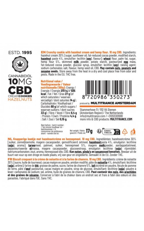 Haze Cream Cookie 10mg CBD Hazelnuts