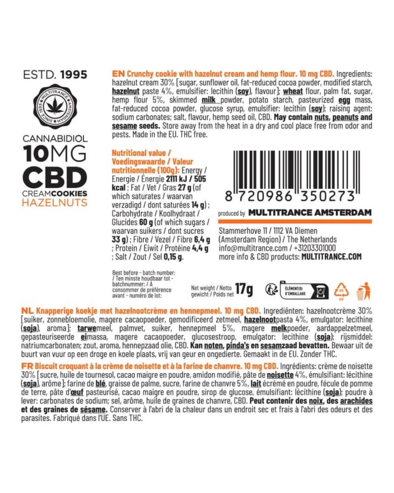 Haze Cream Cookie 10mg CBD Hazelnuts