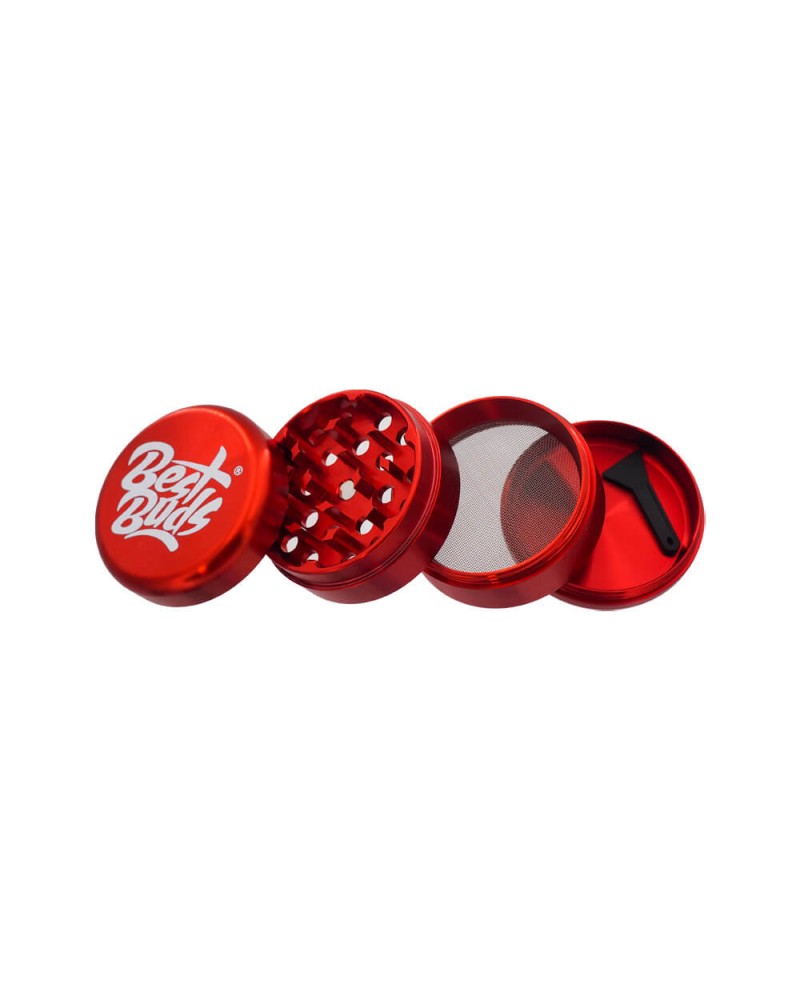 Best Buds Compact Ultra-Light Aluminium Grinder 4 Parts – 50mm- Red