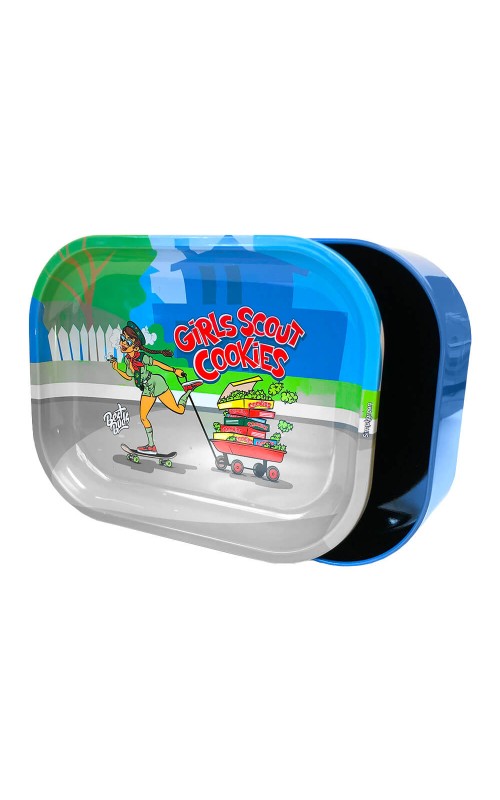 Best Buds Tin Box Rolling Tray with Storage Girl Scout Cookies