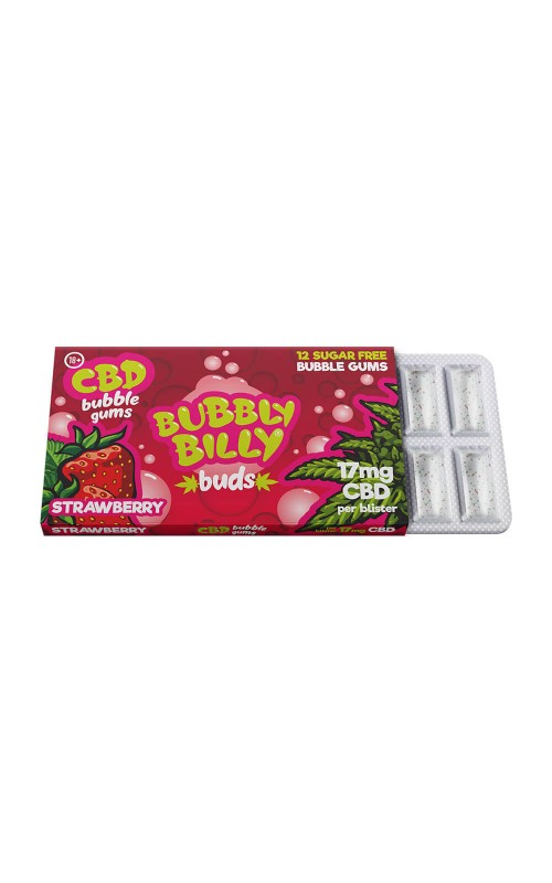Bubbly Billy Buds Cannabis Strawberry Chewing Gum 17mg CBD
