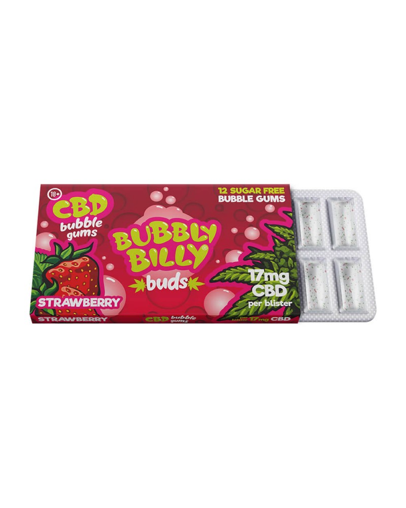 Bubbly Billy Buds Cannabis Strawberry Chewing Gum 17mg CBD