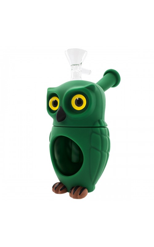 Owl Glass-Silicone Bong 16cm Green