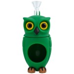 Owl Glass-Silicone Bong 16cm Green