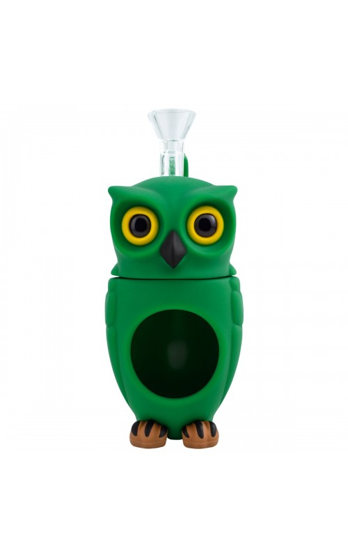 Owl Glass-Silicone Bong 16cm Green
