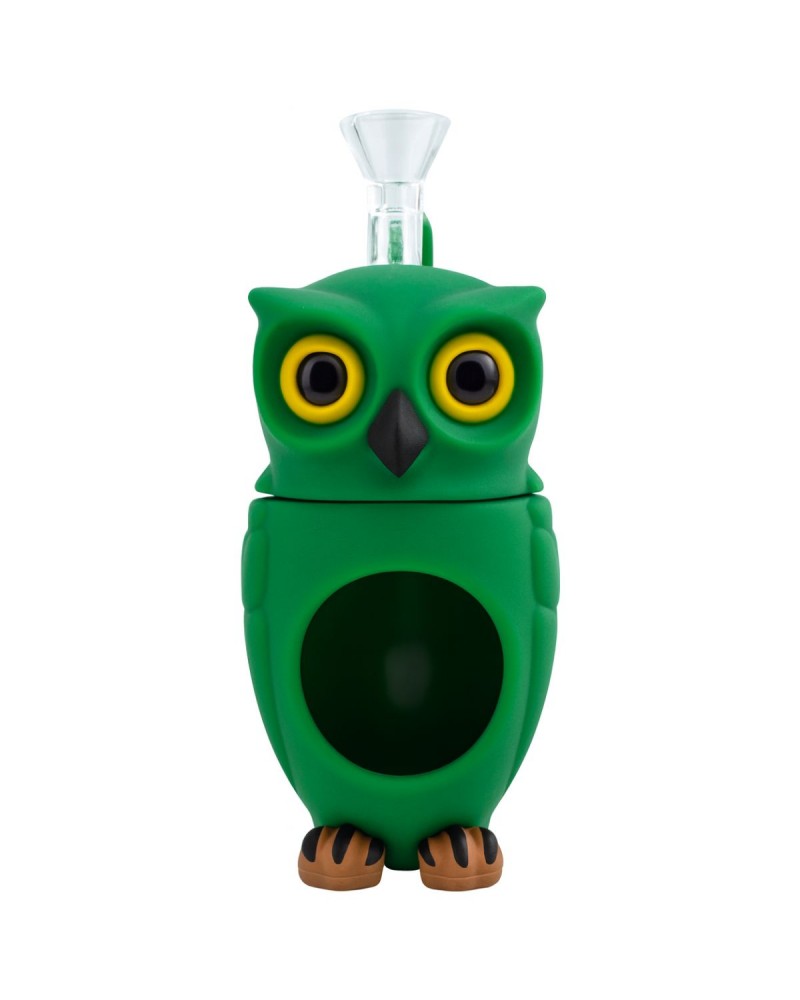 Owl Glass-Silicone Bong 16cm Green