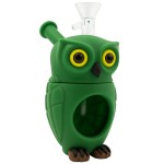 Owl Glass-Silicone Bong 16cm Green