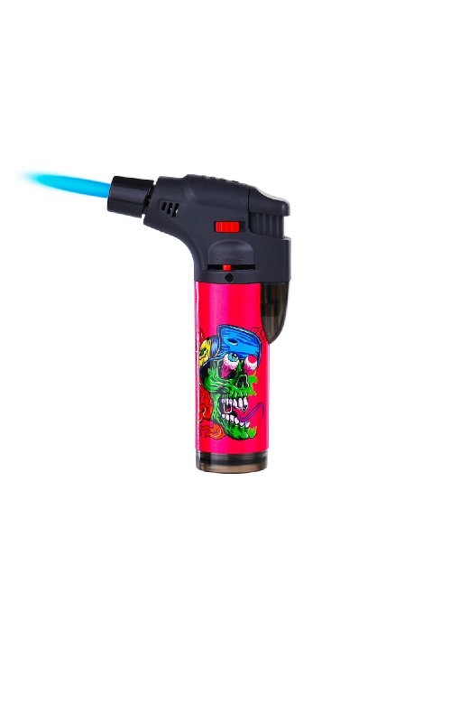Prof Crazy Skulls Windproof Blue Flame Lighter - Pink Prof Crazy Skulls Windproof Blue Flame Lighter - Pink