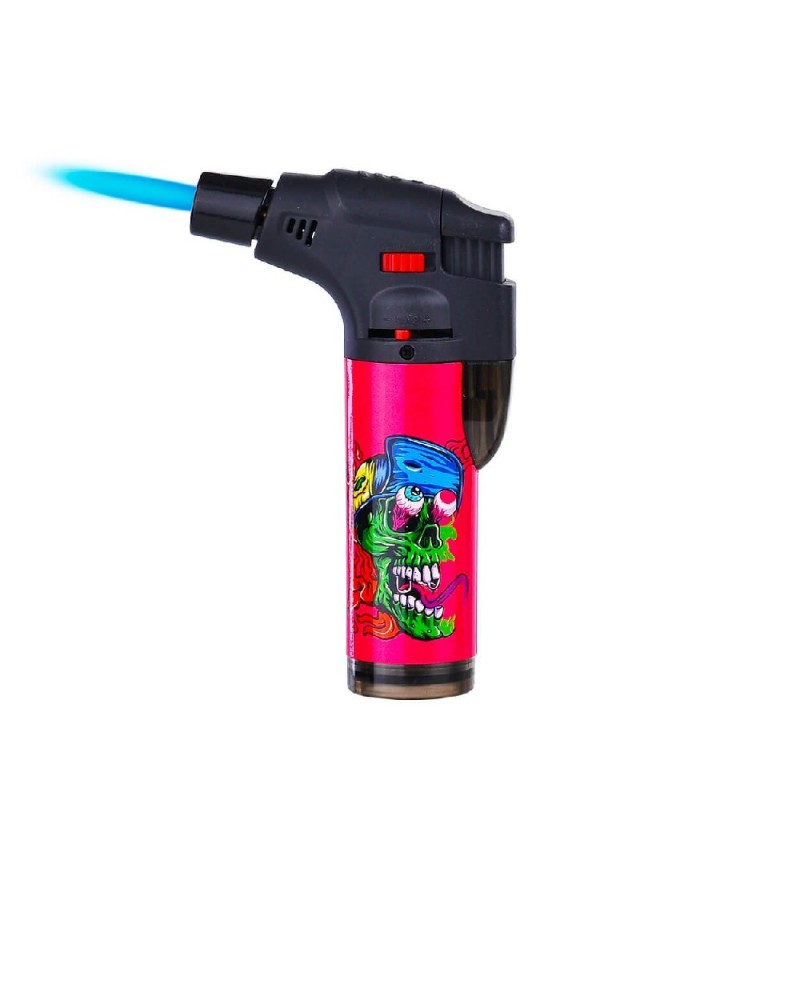 Prof Crazy Skulls Windproof Blue Flame Lighter - Pink