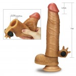 Lovetoy- Add 1.5" Vibrating Silicone Extender Brown