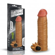 Lovetoy- Add 1.5" Vibrating Silicone Extender Brown