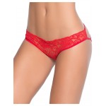 Red Open-Crotch Panties with Cage-Style Embellishments