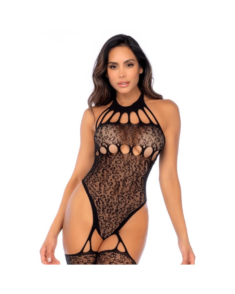 Mapalé- Black Leopard Mesh Bodysuit with Choker Mapalé- Black Leopard Mesh Bodysuit with Choker