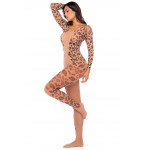 Mapalé- Long-Sleeve Leopard Mesh Jumpsuit Mapalé- Long-Sleeve Leopard Mesh Jumpsuit