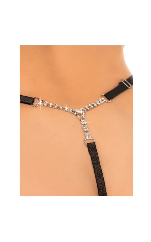 Mapalé- Black Invisible Thong with Rhinestones On the Back