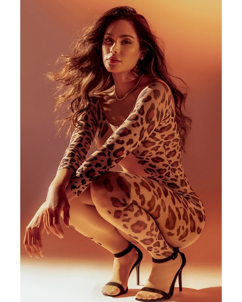Mapalé- Long-Sleeve Leopard Mesh Jumpsuit Mapalé- Long-Sleeve Leopard Mesh Jumpsuit