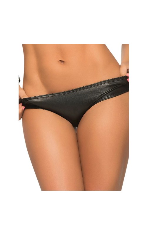 Mapalé- Black Wetlook Thong with Gathered Buttocks
