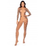 Mapalé- Long-Sleeve Leopard Mesh Jumpsuit Mapalé- Long-Sleeve Leopard Mesh Jumpsuit