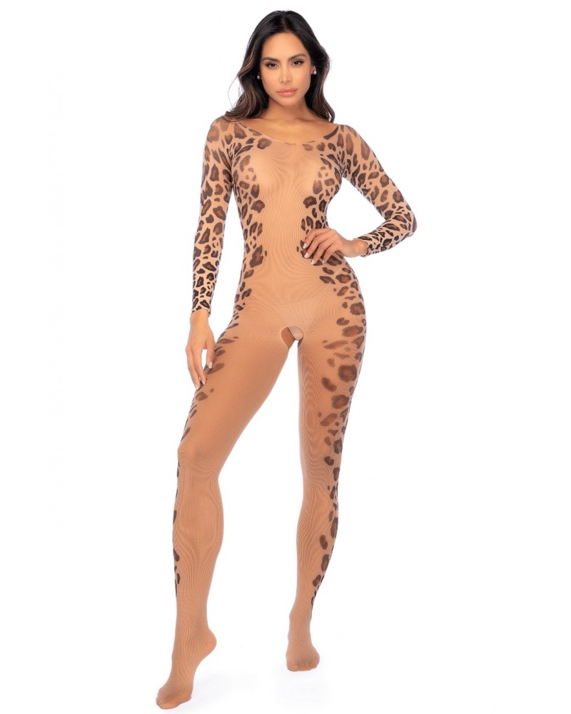 Mapalé- Long-Sleeve Leopard Mesh Jumpsuit Mapalé- Long-Sleeve Leopard Mesh Jumpsuit