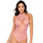 Mapalé- Pink Mesh Bodysuit with Heart Pattern Mapalé- Pink Mesh Bodysuit with Heart Pattern